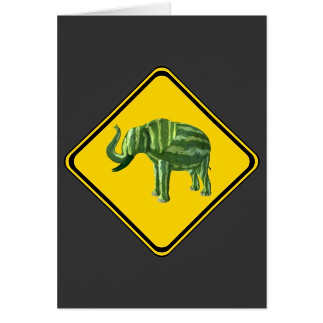 Varning: Watermelon Elephant Crossing! Hälsningskort (Framsidan)