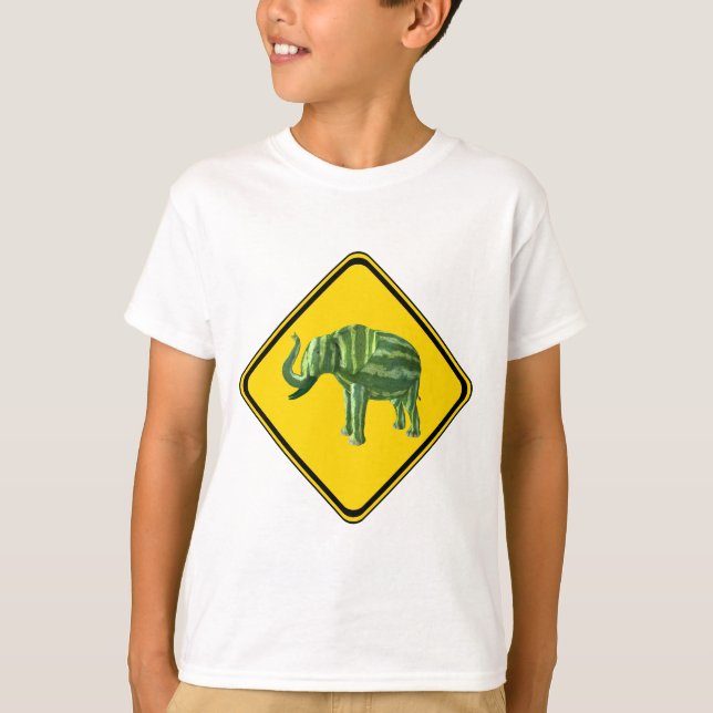 Varning: Watermelon Elephant Crossing! T-shirt (Framsida)