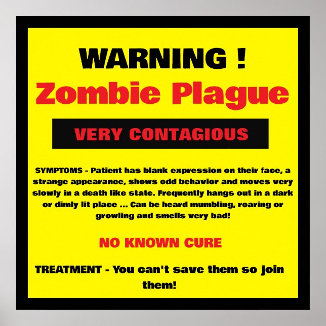 Varning - Zombieepidemin Poster (Framsidan)