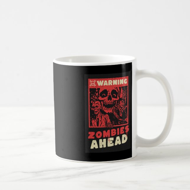 Varning Zombies Halloween Costume Kaffemugg (Höger)
