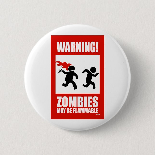 Varning! Zombies kan vara brandfarlig Knapp (Framsida)