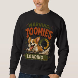 "Varning Zoomies Laddar"Rolig Corgi Älskare retro Lång Ärmad Tröja