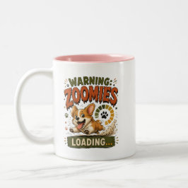 "Varning Zoomies Laddar"Rolig Corgi Älskare retro Två-Tonad Mugg