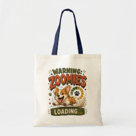 "Varning Zoomies Laddar"Rolig Corgi Älskare retro Tygkasse