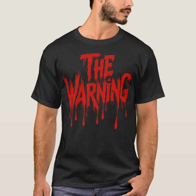 Varningen Skrämmande Glad Halloween Högtid T Shirt (Framsida)