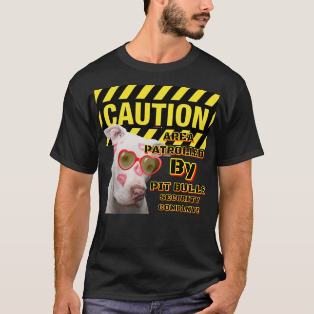 Varnings OMRÅDE Patrollerat Pit Bulls CBDOilPrince T Shirt (Framsida)