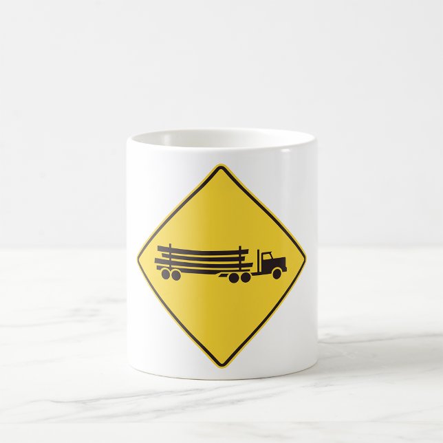 Varnings skylt för timmerbil Transport Vägsäkerhet Kaffemugg (Skapare uppladdad)