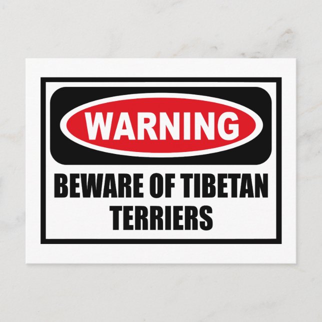 VarningsBEHÅLL FÖR TIBETAN TERRIERS-vykort Vykort (Framsida)