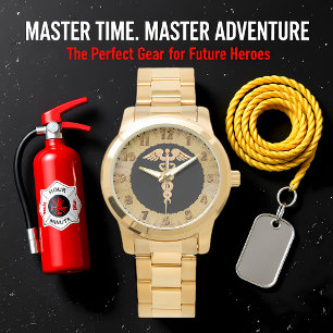 Varningsbricka för guld-glanys silhuette armbandsur