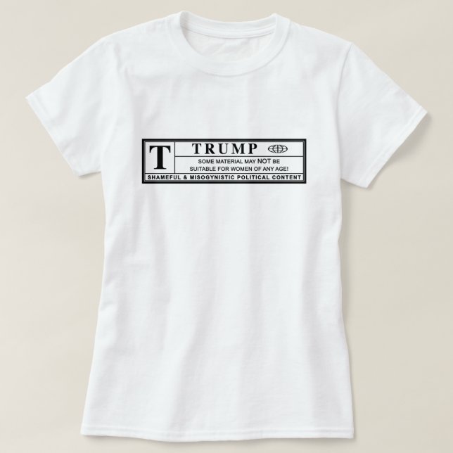 Varningsetikett för kvinnor mot trumpeter tee shirt (Design framsida)