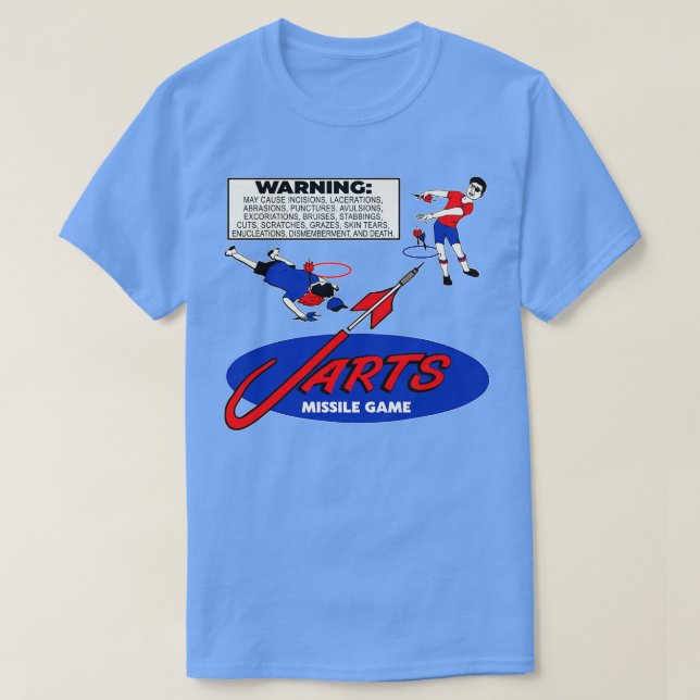 Varningsetikett Gräsmatta Jarts Missile-spel T Shirt (Design framsida)