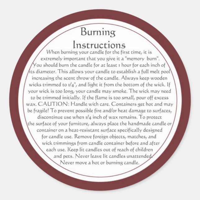 Varningsetiketter för ljusbränning runt klistermärke (Framsida)