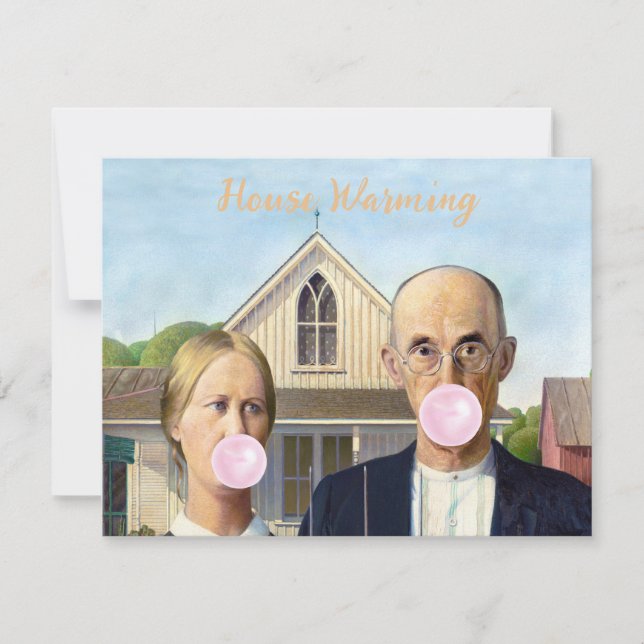 Varningsinbjudan från American Gothic Rosa Gum Hou Inbjudningar (Framsida)