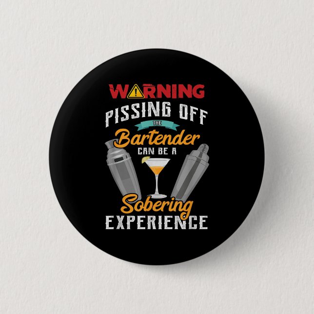 Varningsing av Bartender Funny Sarcastic Bart Knapp (Framsida)