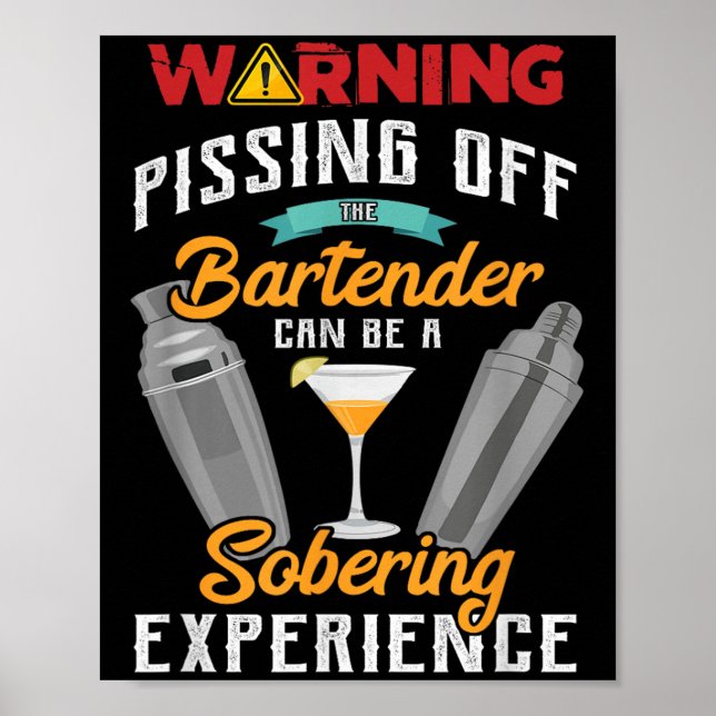 Varningsing av Bartender Funny Sarcastic Bart Poster (Framsidan)