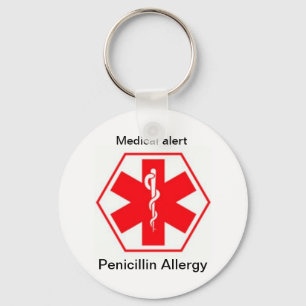 Varningskedjor för medicinsk allergi (anpassade) nyckelring