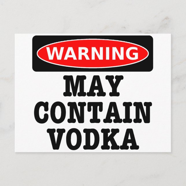 Varningsmaj innehåller Vodka Vykort (Framsida)