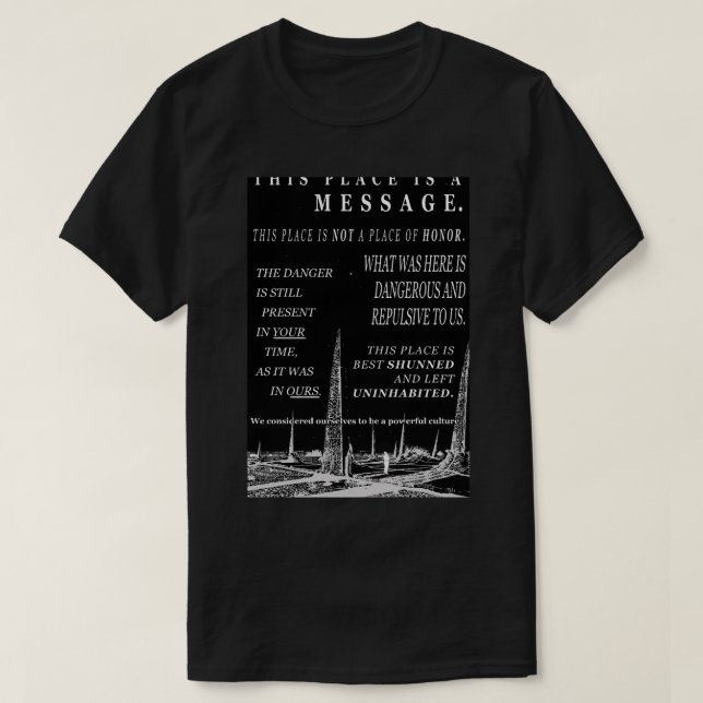 Varningsmeddelanden för kärnkraft som slösar under t shirt (Design framsida)