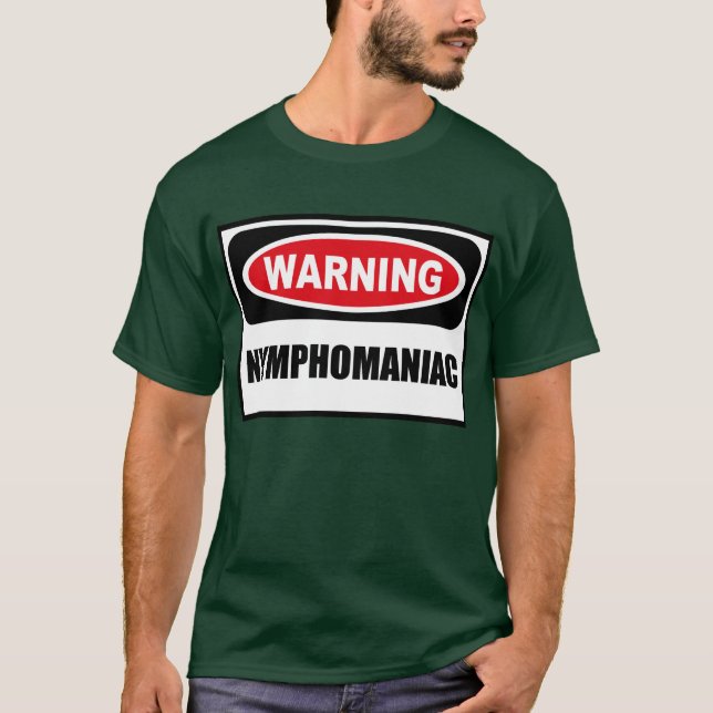 VarningsNYMPHOMANIACmanar mörka T-tröja T Shirt (Framsida)