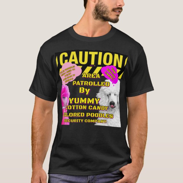 Varningsområde Patrollerat av Bomullssocker POODLE T Shirt (Framsida)