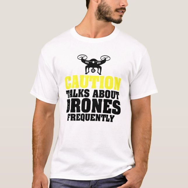 Varningssamtal om Drones Ofta UAV-Tävla T Shirt (Framsida)