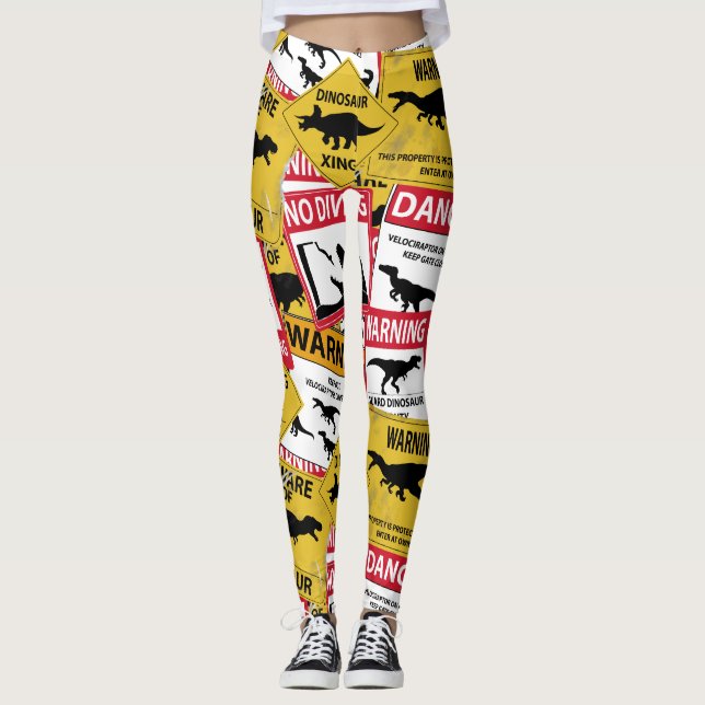Varningssignaler för dosinosaur leggings (Framsida)