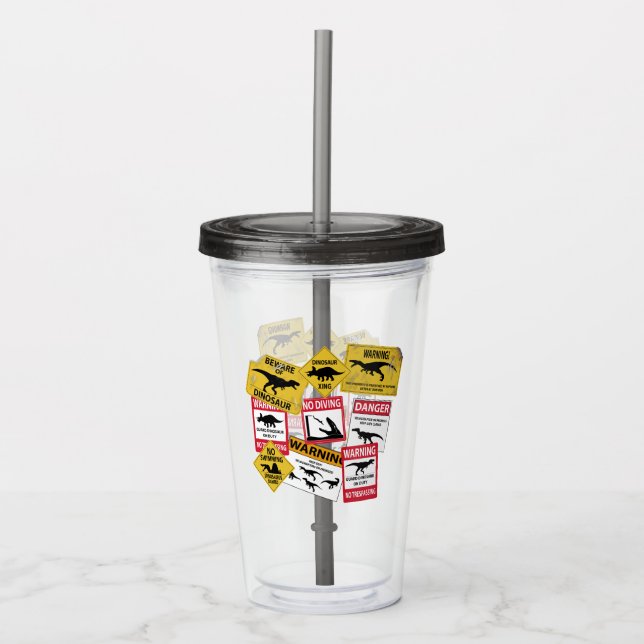 Varningssignaler för dosinosaur take away mugg (Framsida)