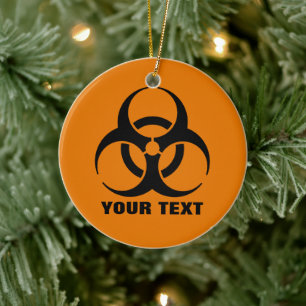 Varningsskylt för anpassningsbar Safety Orange Bi Julgransprydnad Keramik