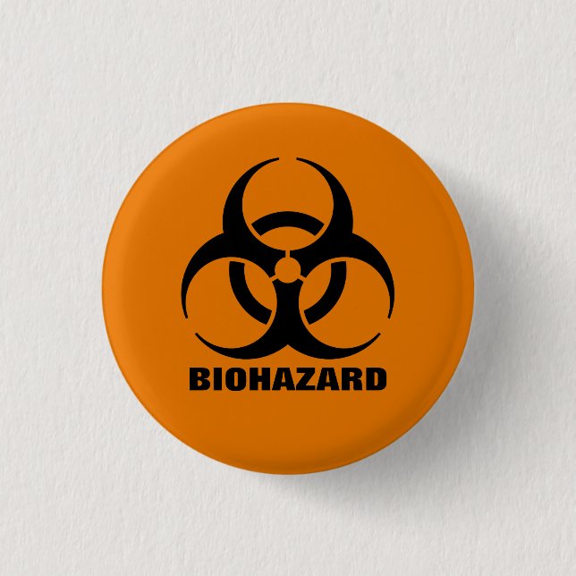 Varningsskylt för biofarosymbol för Orange av säke Knapp (Framsida)
