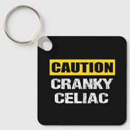 Varningsskylt för Cranky Celiac Funny Caution Nyckelring