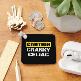 Varningsskylt för Cranky Celiac Funny Caution Nyckelring