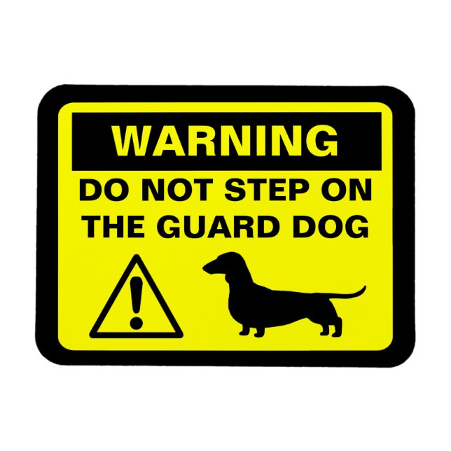 Varningsskylt för Dachshund Silhouette Funny Guard Magnet (Horisontell)
