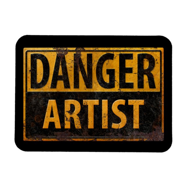 Varningsskylt för DANGER ARTIST Distress Metall Magnet (Horisontell)