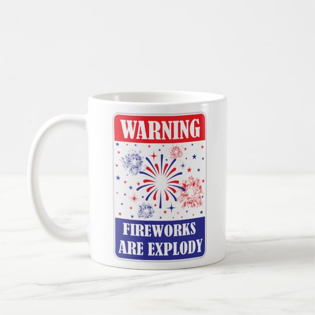 Varningsskylt för fyrverkerier kaffemugg (Vänster)