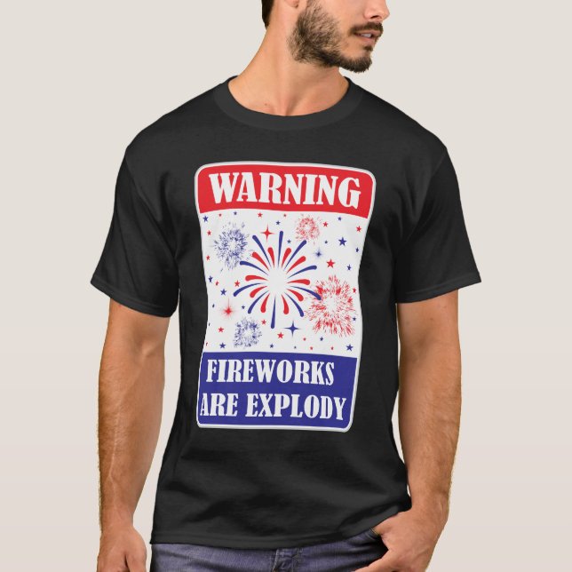 Varningsskylt för fyrverkerier t shirt (Framsida)