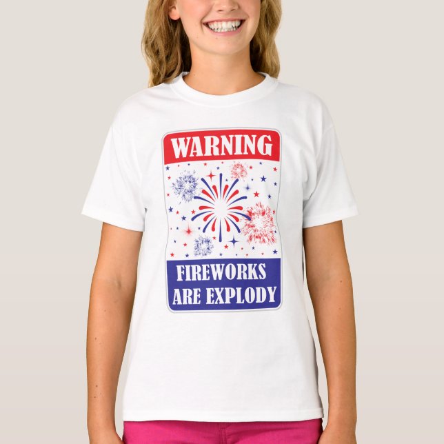 Varningsskylt för fyrverkerier t shirt (Framsida)