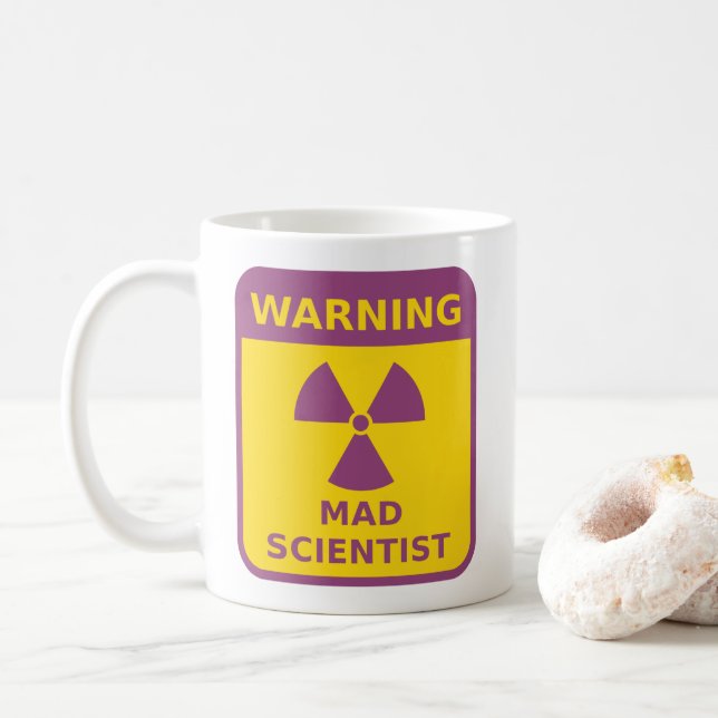Varningsskylt för mad Scientist Kaffemugg (Med munk)