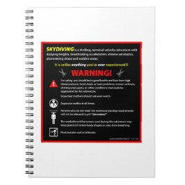Varningsskylt för temaparken SKYDIVING Anteckningsbok Med Spiral