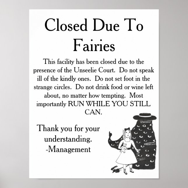 Varningsskylt för Unseelie Älvors Poster (Framsidan)