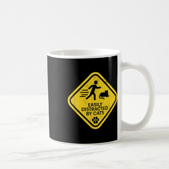 Varningsskylt lätt uppdelat av katter Funny Cat L Kaffemugg (Höger)