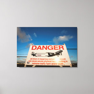 Varningsskylt nära S:t Maarten-flygplatsen. Canvastryck