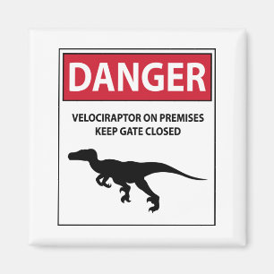 Varningsskylt (Raptors) Magnet