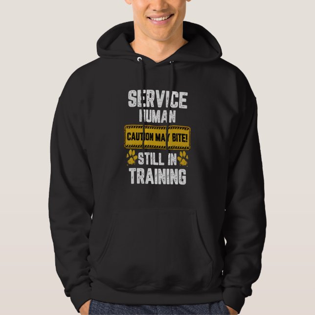 Varningsskylt Service-Human CauWarning kan Bita Hu Hoodie (Framsida)