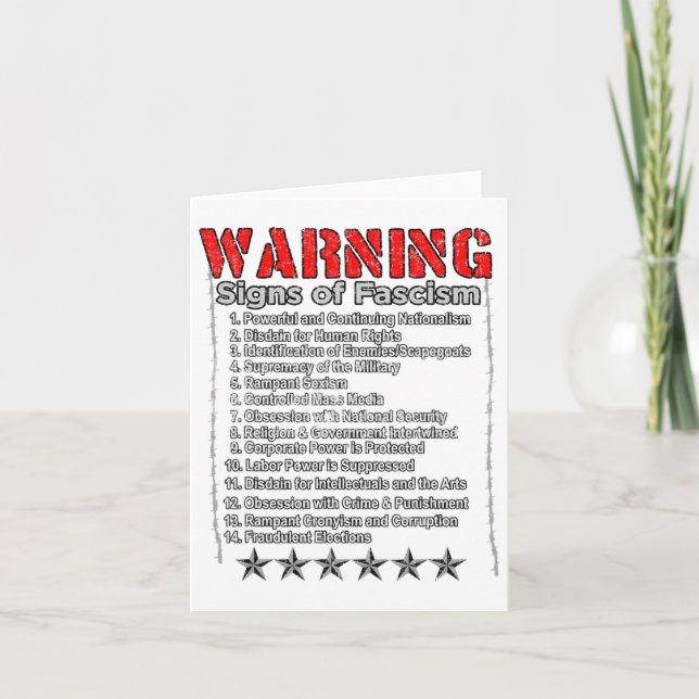 Varningsskyltar för fascismens antitrumpmotstånd,  kort (Framsida)