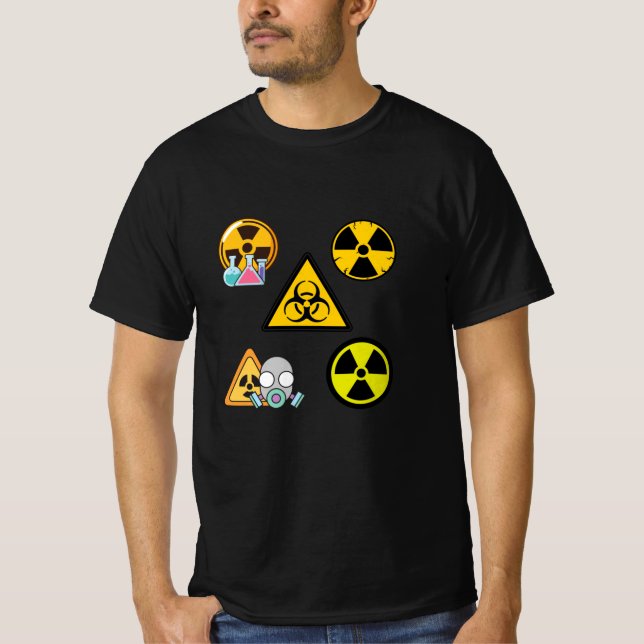 Varningsskyltar för radioaktiv biofarlighet t shirt (Framsida)