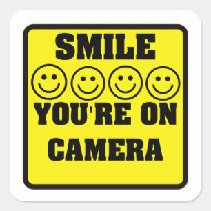 Varningsspärrar för säkerhetskamera fyrkantigt klistermärke