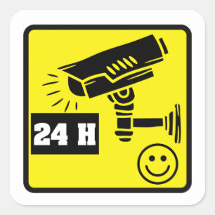 Varningsspärrar för säkerhetskamera fyrkantigt klistermärke