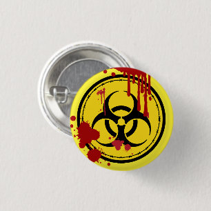 Varningssymbol för biofara Bloody Zombie Knapp