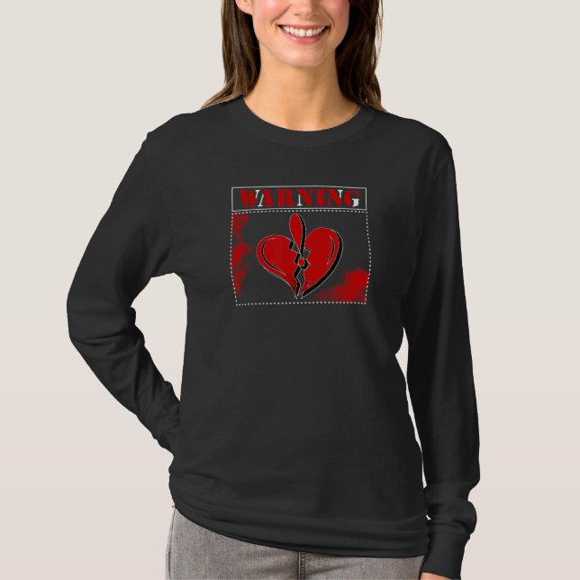 Varningssymbol Heartbrytare Brken Heart Kärlek Sym T Shirt (Framsida)