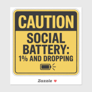 Varningstecken - Social-batteri vid 1 % Klistermärken